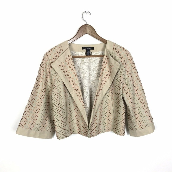 Laundry by Shelli Segal Linen Crop Jacket Small - Picture 1 of 6